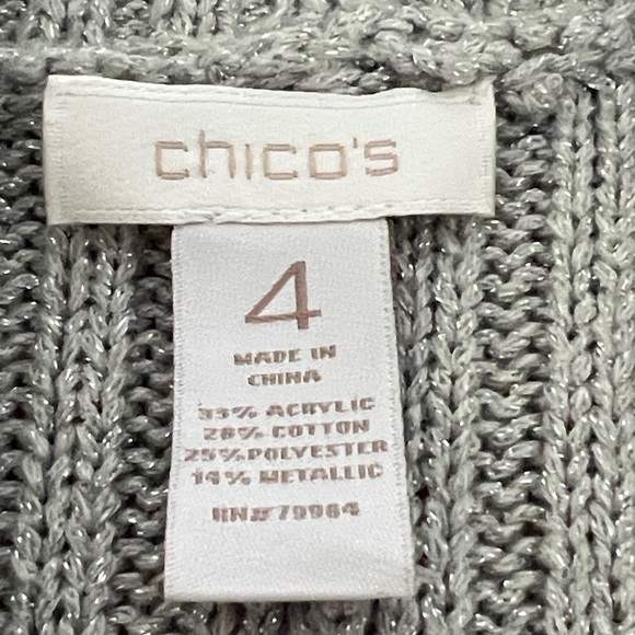 Chico's Light Gray Ribbed Sweater Shrug - Picture 2 of 8